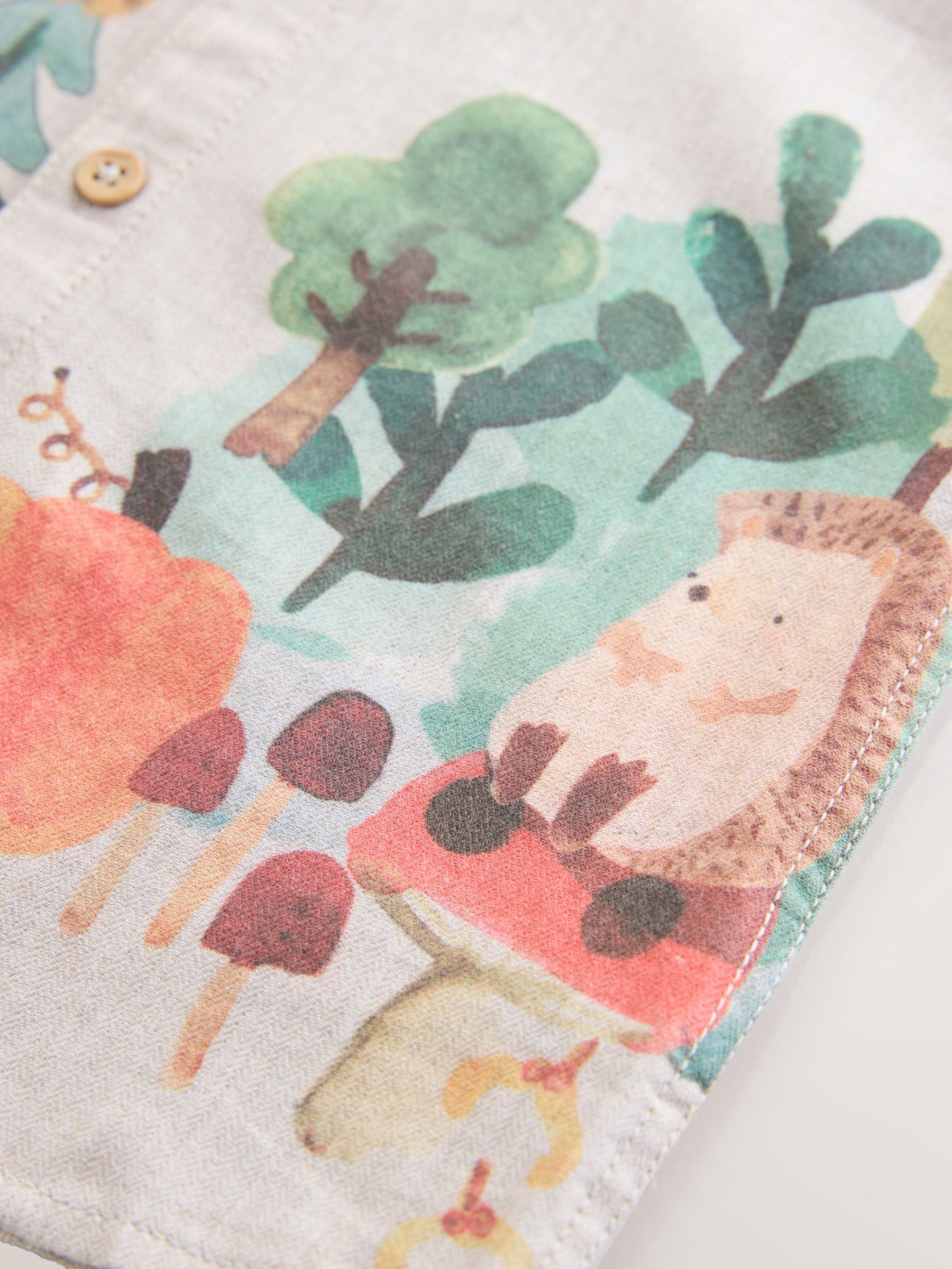 Dsiney Kidz - Neutral Forest Scene Long Sleeve Grandad Collar Scene Printed Shirt (3mths-10yrs) image 8