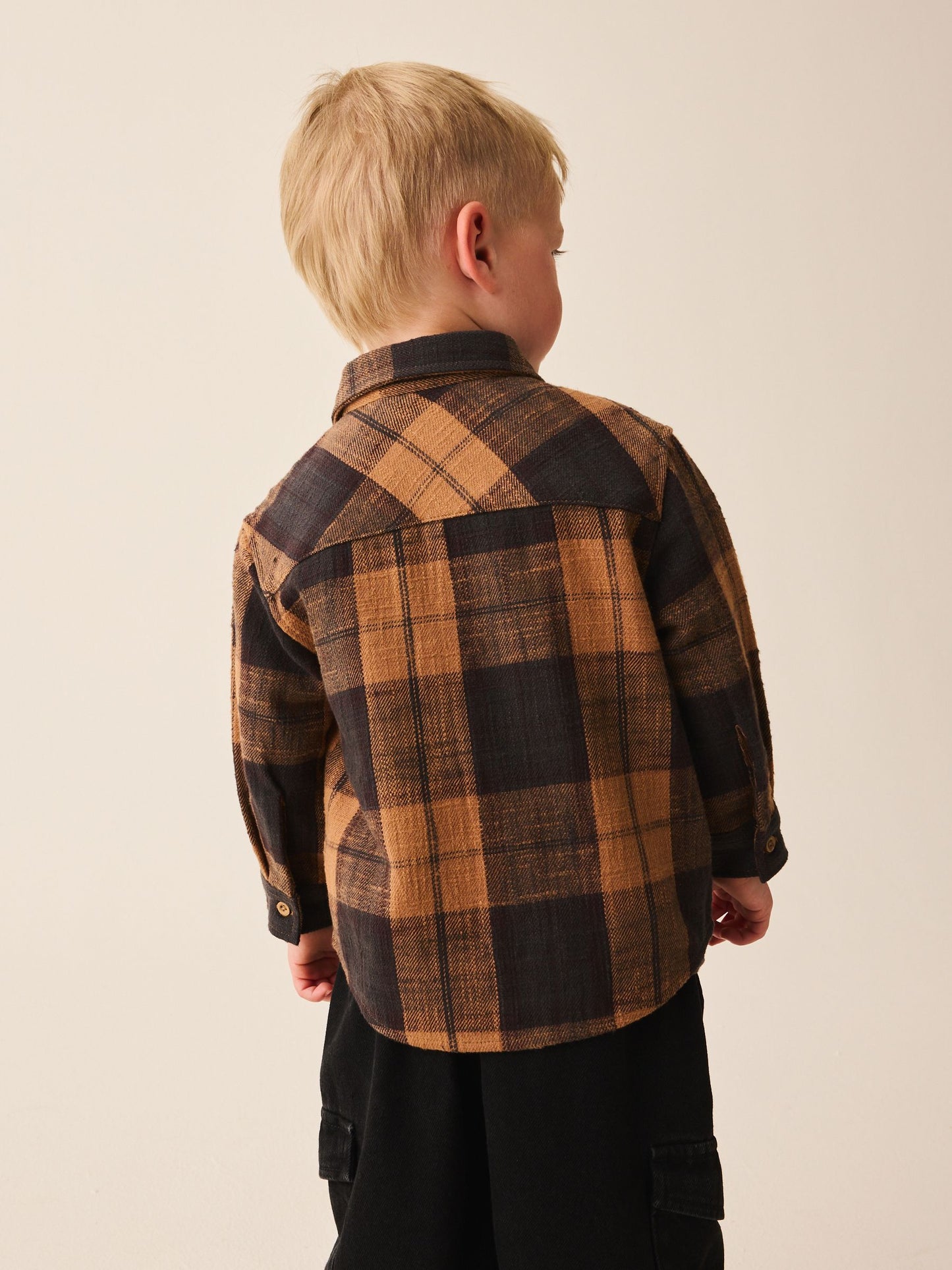 Dsiney Kidz - Brown Check Long Sleeve Shirt and T-Shirt Set 2 Piece (3mths-7yrs) image 3
