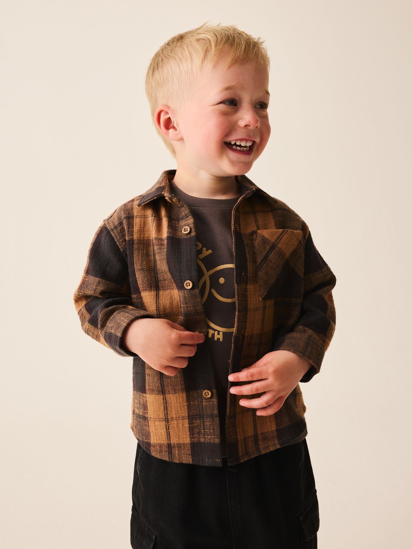 Dsiney Kidz - Brown Check Long Sleeve Shirt and T-Shirt Set 2 Piece (3mths-7yrs) image 4