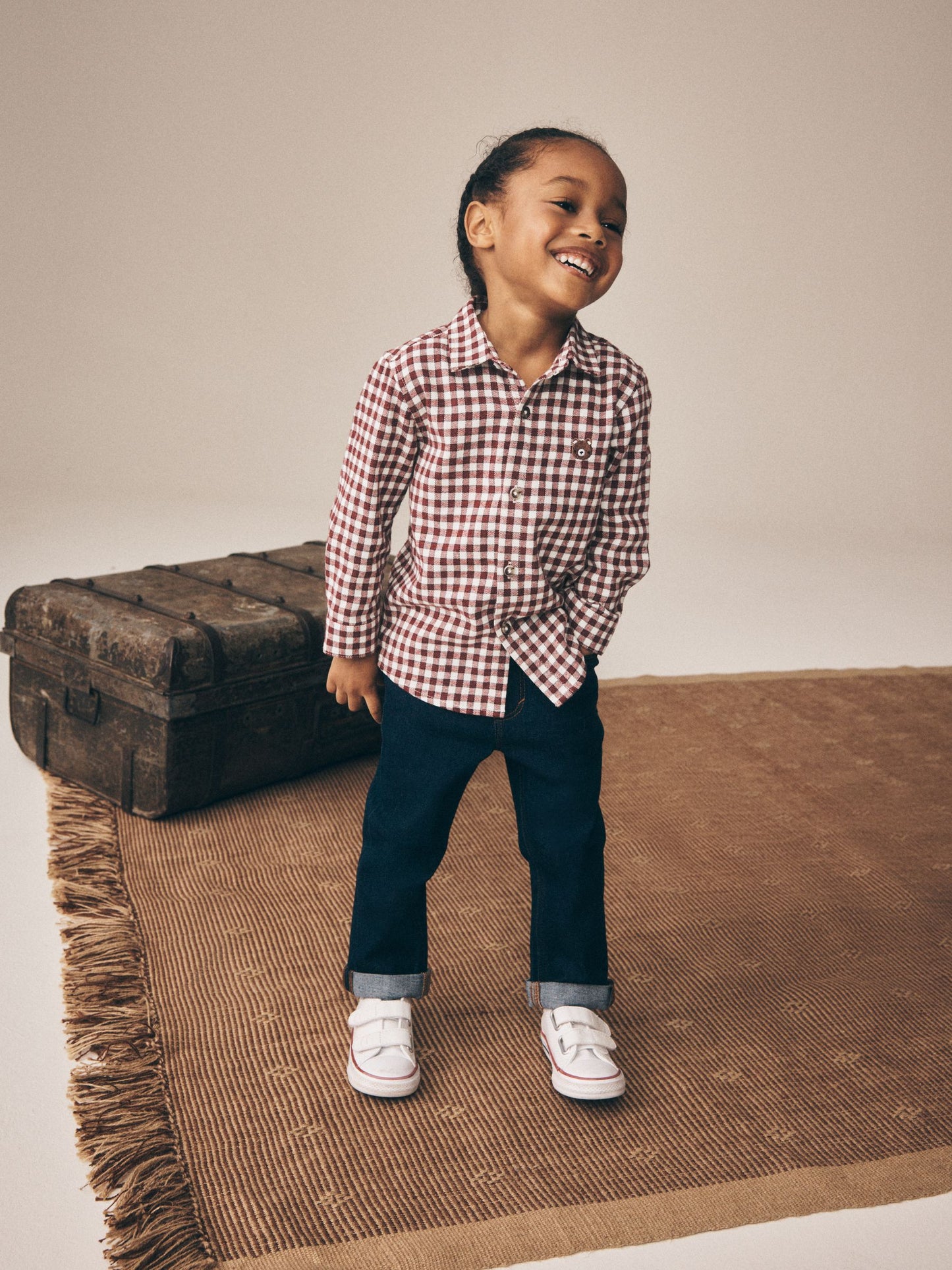 Dsiney Kidz - Red/Ecru Gingham Check Bear Long Sleeve Character Shirt (3mths-7yrs) image 3