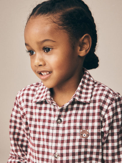 Dsiney Kidz - Red/Ecru Gingham Check Bear Long Sleeve Character Shirt (3mths-7yrs) image 4