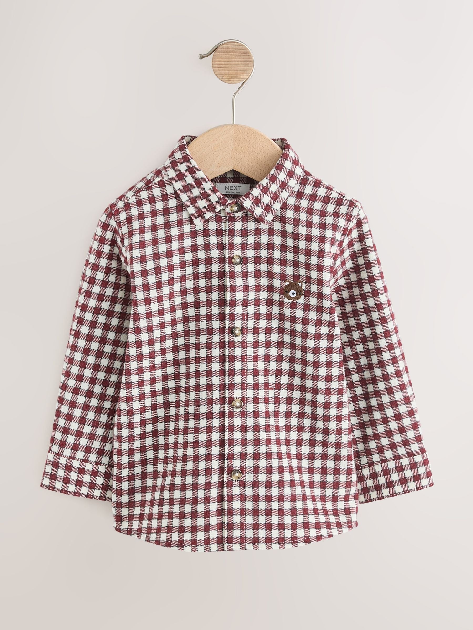 Dsiney Kidz - Red/Ecru Gingham Check Bear Long Sleeve Character Shirt (3mths-7yrs) image 5