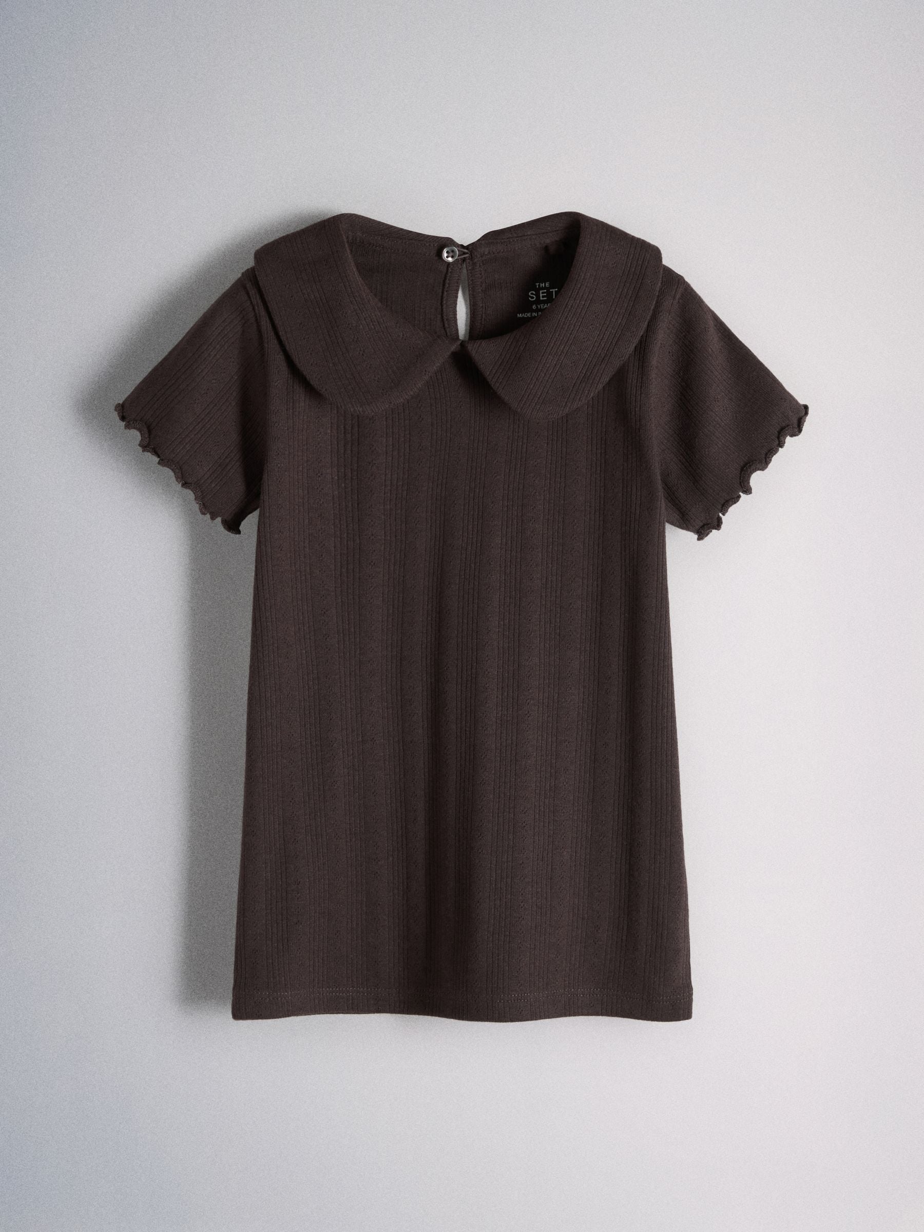 Dsiney Kidz - The Set 4 Pack Jersey Pointelle Short Sleeve Collared Tops Black/Brown/Cream image 2