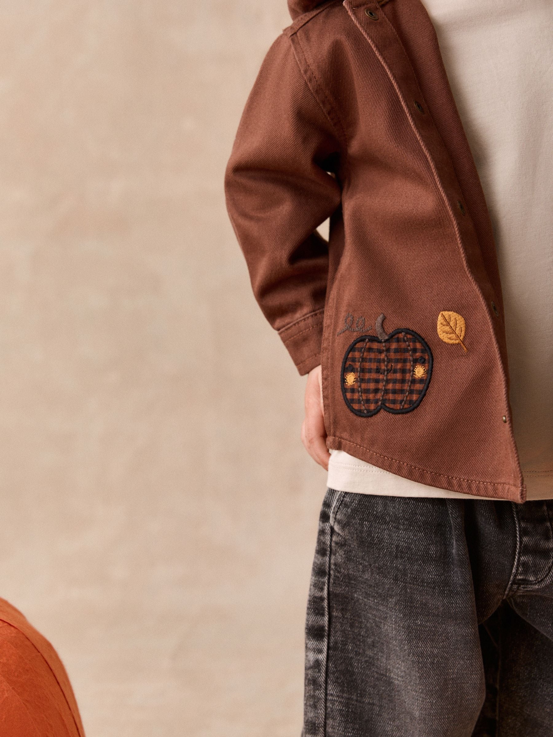 Dsiney Kidz - Brown Pumpkin Long Sleeve Hooded Overshirt (3mths-7yrs) image 5