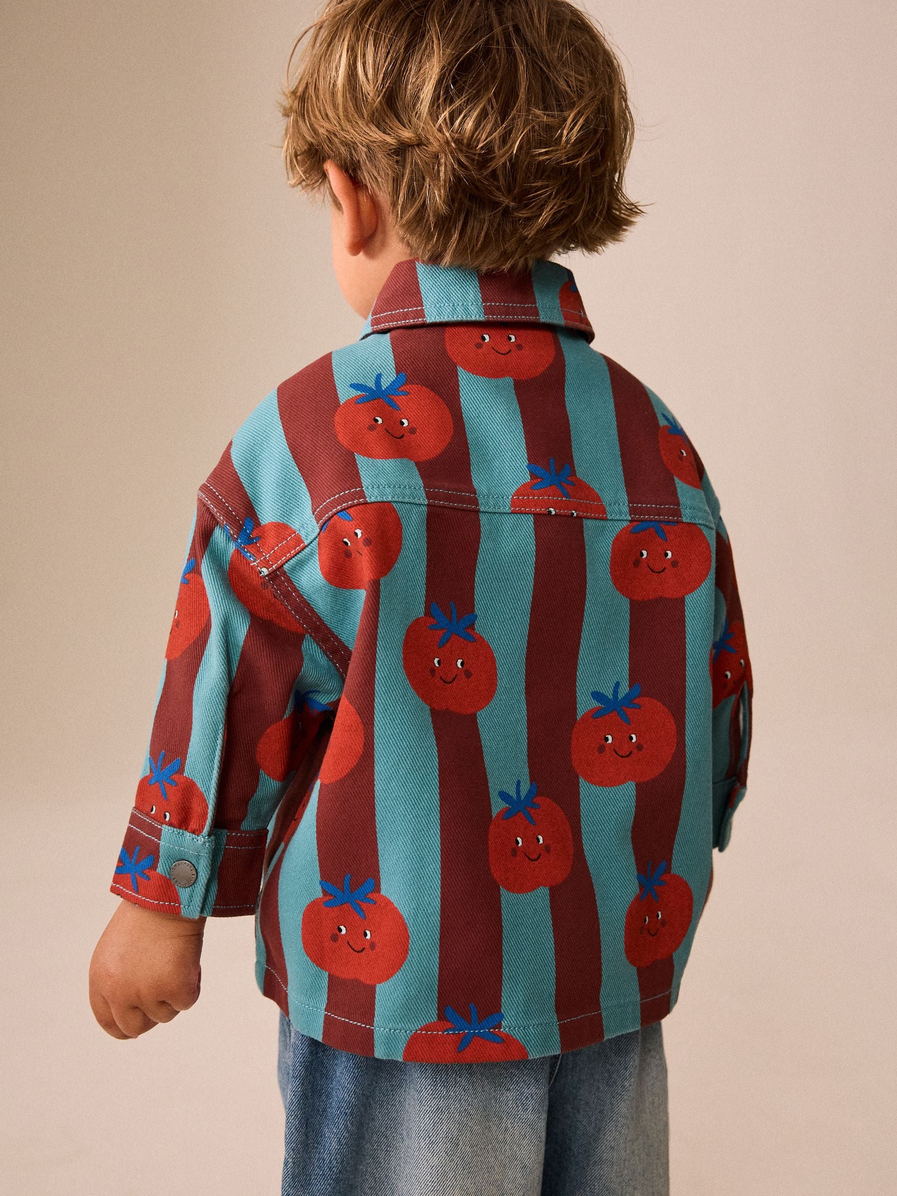 Dsiney Kidz - Red/Blue Striped All Over Print Tomato Twill Printed Overshirt (3mths-7yrs) image 3