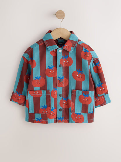 Dsiney Kidz - Red/Blue Striped All Over Print Tomato Twill Printed Overshirt (3mths-7yrs) image 5