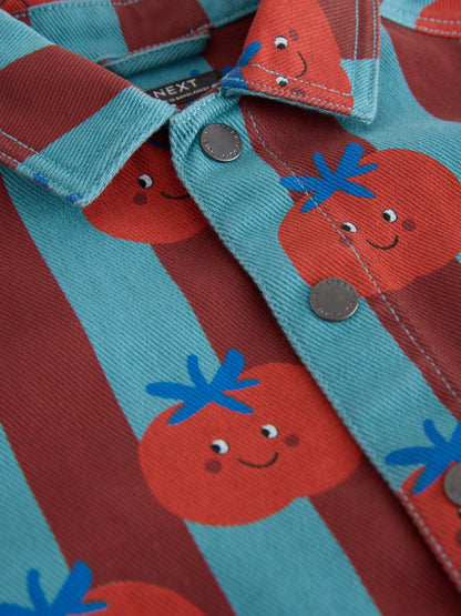 Dsiney Kidz - Red/Blue Striped All Over Print Tomato Twill Printed Overshirt (3mths-7yrs) image 8