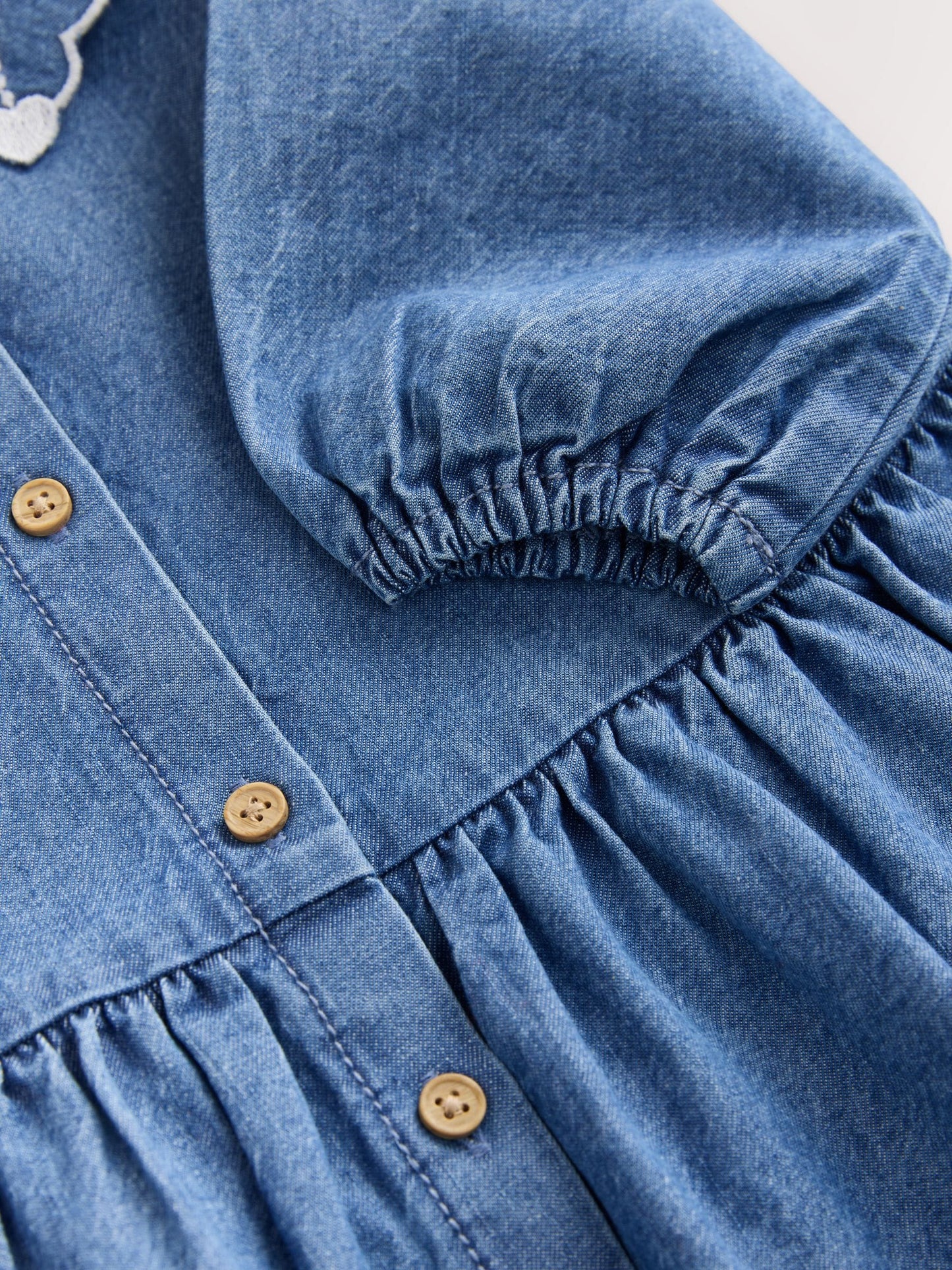 Dsiney Kidz - Blue Denim Long Sleeve Embroidered Collar Dress (3mths-8yrs) image 8