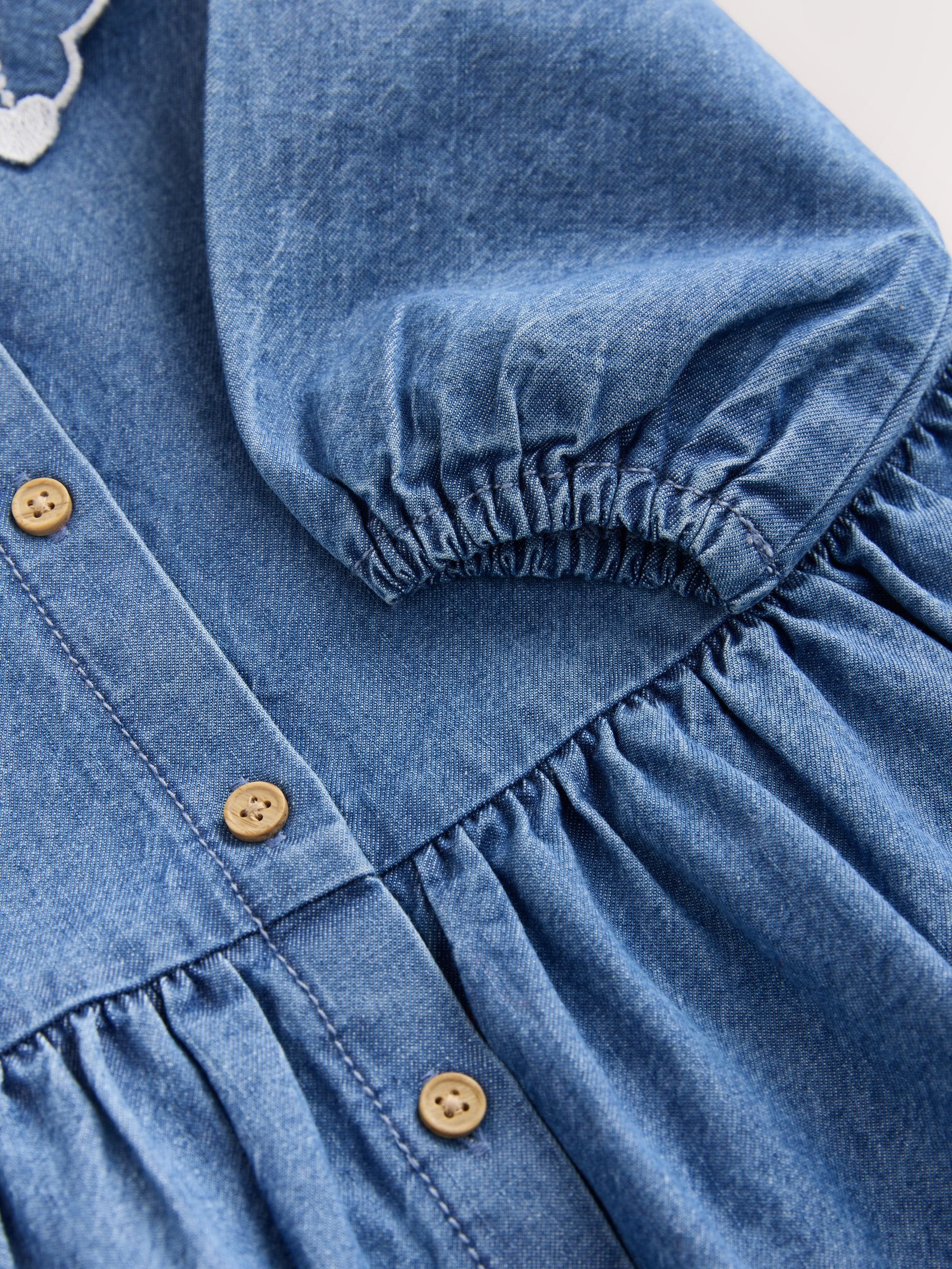Dsiney Kidz - Blue Denim Long Sleeve Embroidered Collar Dress (3mths-8yrs) image 8