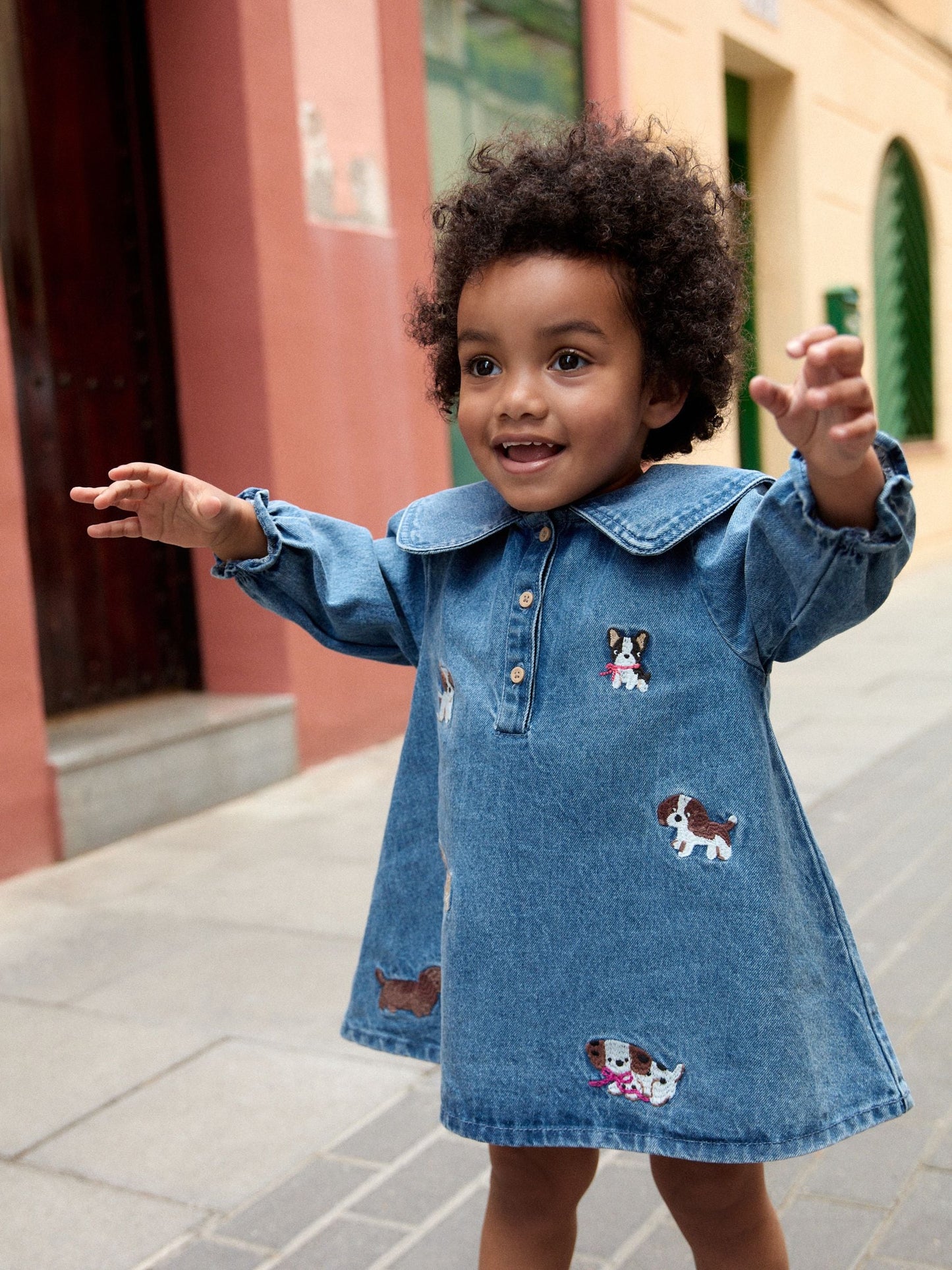 Dsiney Kidz - Blue Denim Embroidered Dog Character Collar Dress (3mths-8yrs) image 1