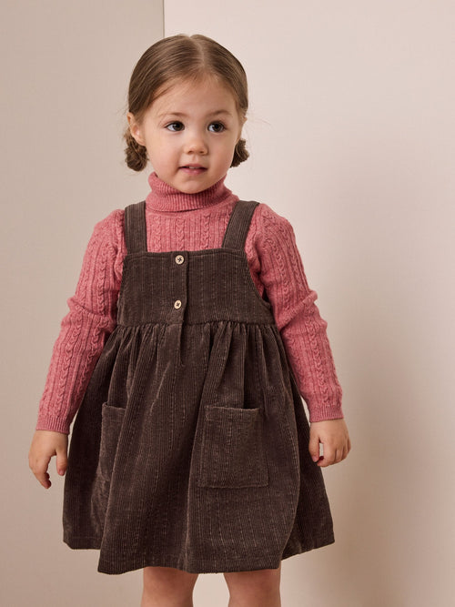 Dsiney Kidz - Chocolate Brown Sleeveless Cord Pinafore (3mths-8yrs) image 1