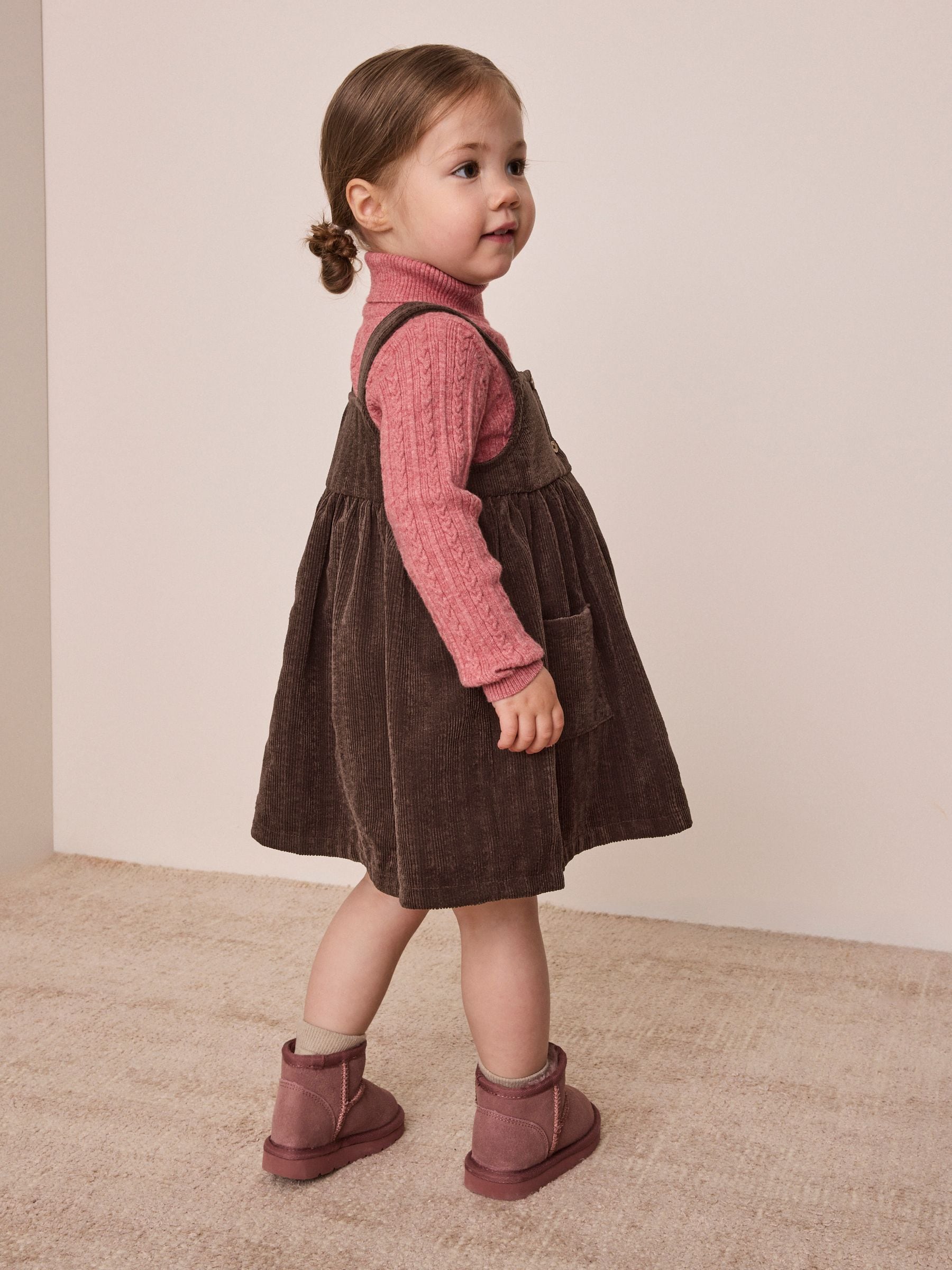 Dsiney Kidz - Chocolate Brown Sleeveless Cord Pinafore (3mths-8yrs) image 2