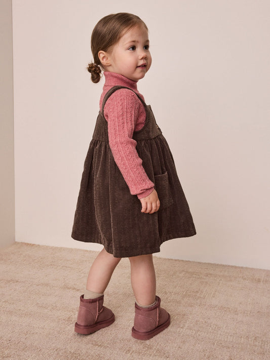 Dsiney Kidz - Chocolate Brown Sleeveless Cord Pinafore (3mths-8yrs) image 2