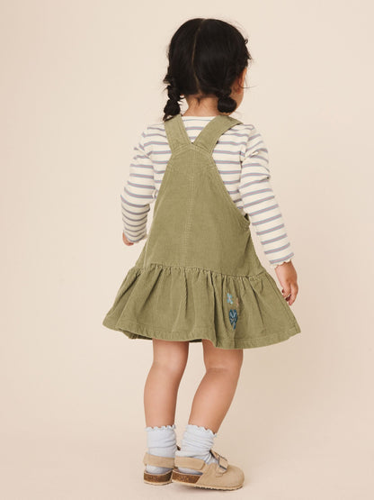 Dsiney Kidz - Olive Green Long Sleeve Top and Cord Dungaree Dress Set (3mths-8yrs) image 3