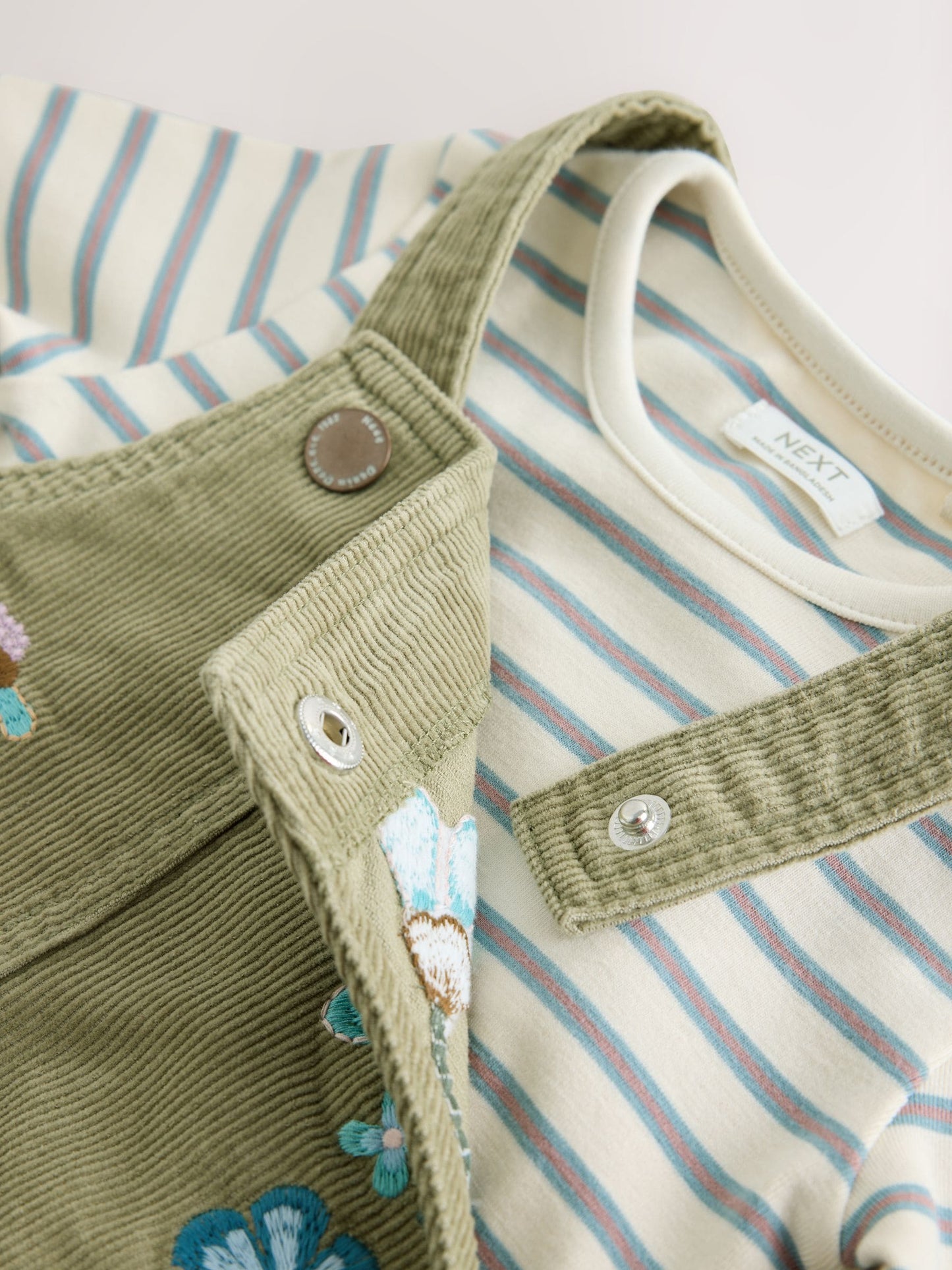 Dsiney Kidz - Olive Green Long Sleeve Top and Cord Dungaree Dress Set (3mths-8yrs) image 8