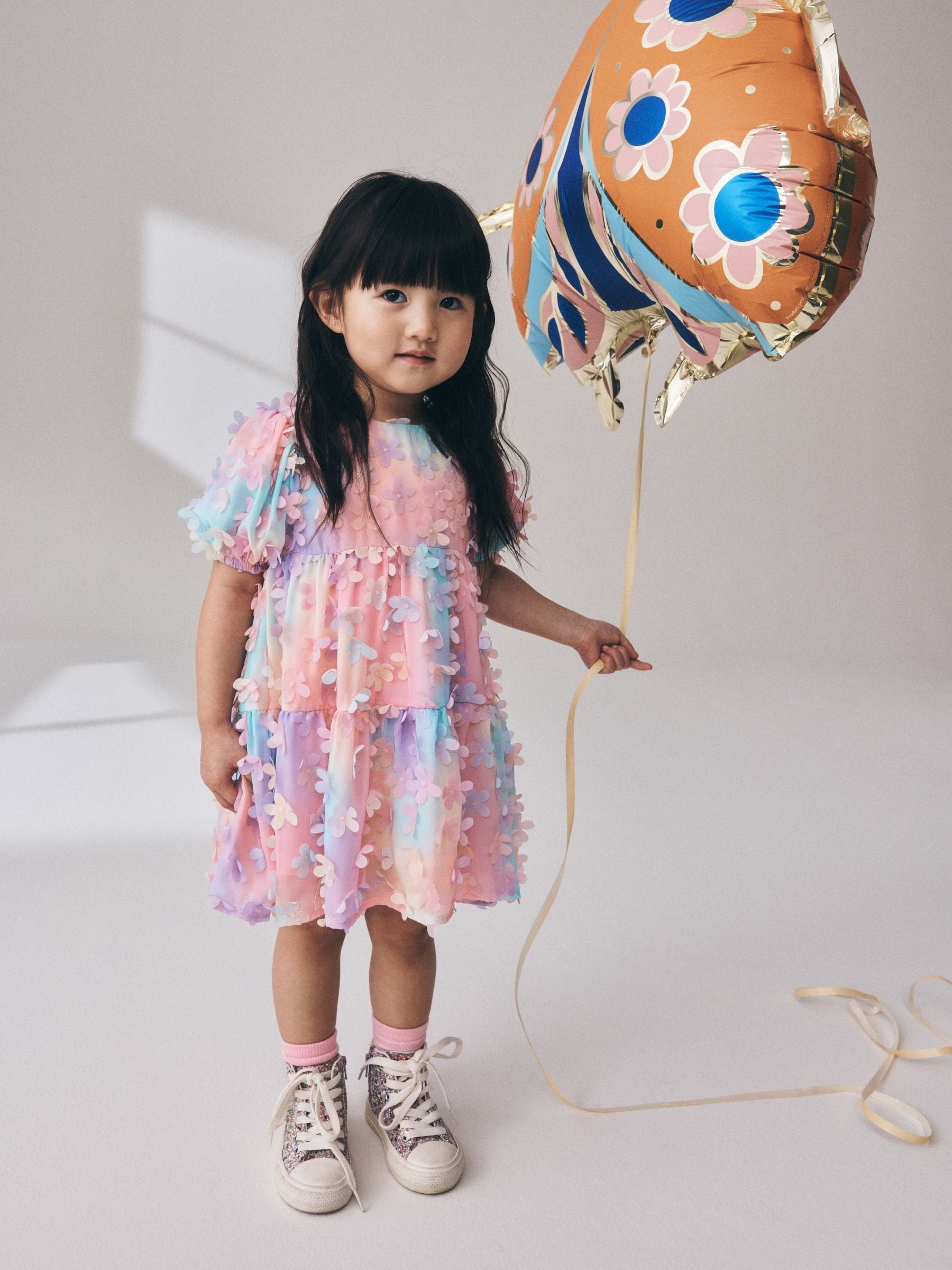 Dsiney Kidz - Rainbow Short Sleeve 3D Flowers Dress (3mths-8yrs) image 2