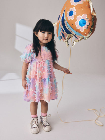 Dsiney Kidz - Rainbow Short Sleeve 3D Flowers Dress (3mths-8yrs) image 2