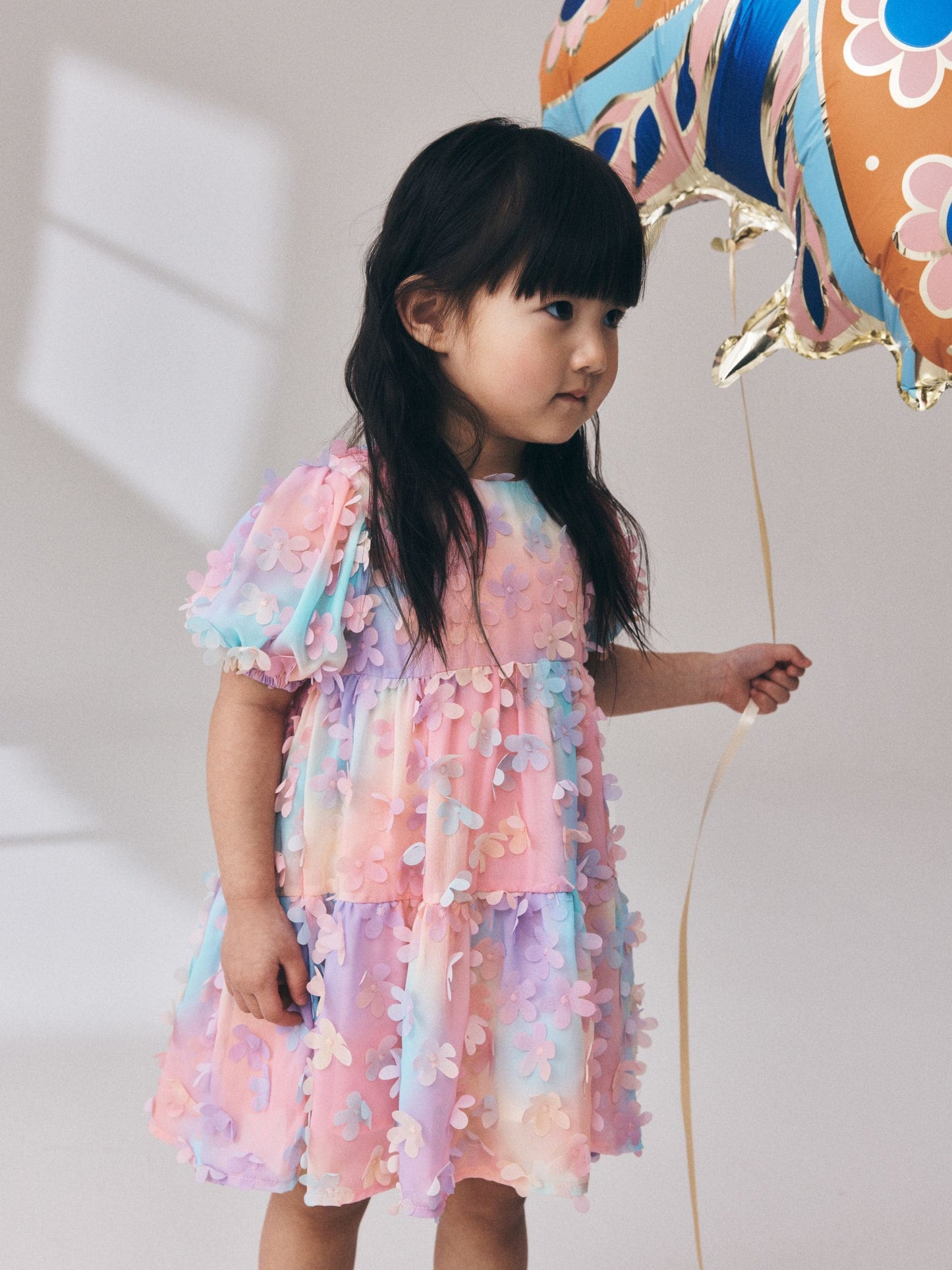 Dsiney Kidz - Rainbow Short Sleeve 3D Flowers Dress (3mths-8yrs) image 4