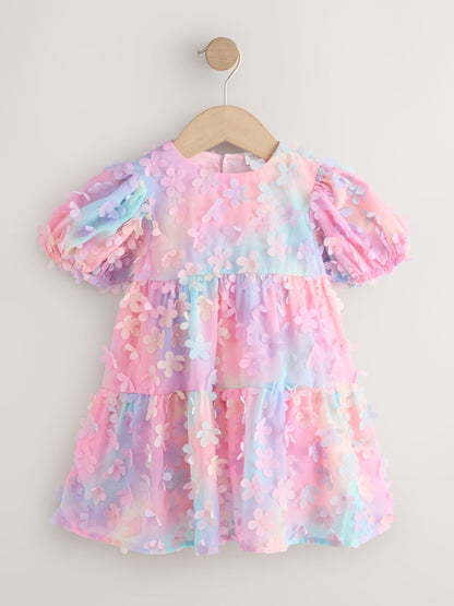 Dsiney Kidz - Rainbow Short Sleeve 3D Flowers Dress (3mths-8yrs) image 5
