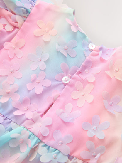 Dsiney Kidz - Rainbow Short Sleeve 3D Flowers Dress (3mths-8yrs) image 8