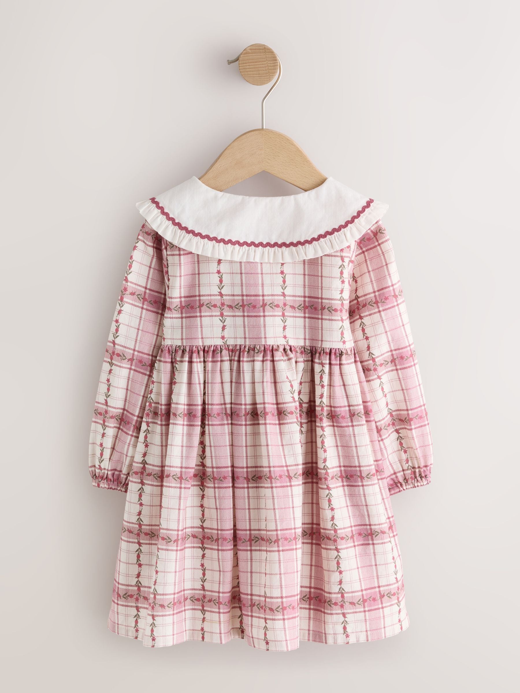 Dsiney Kidz - Pink Check Long Sleeve Collar Dress (3mths-8yrs) image 6