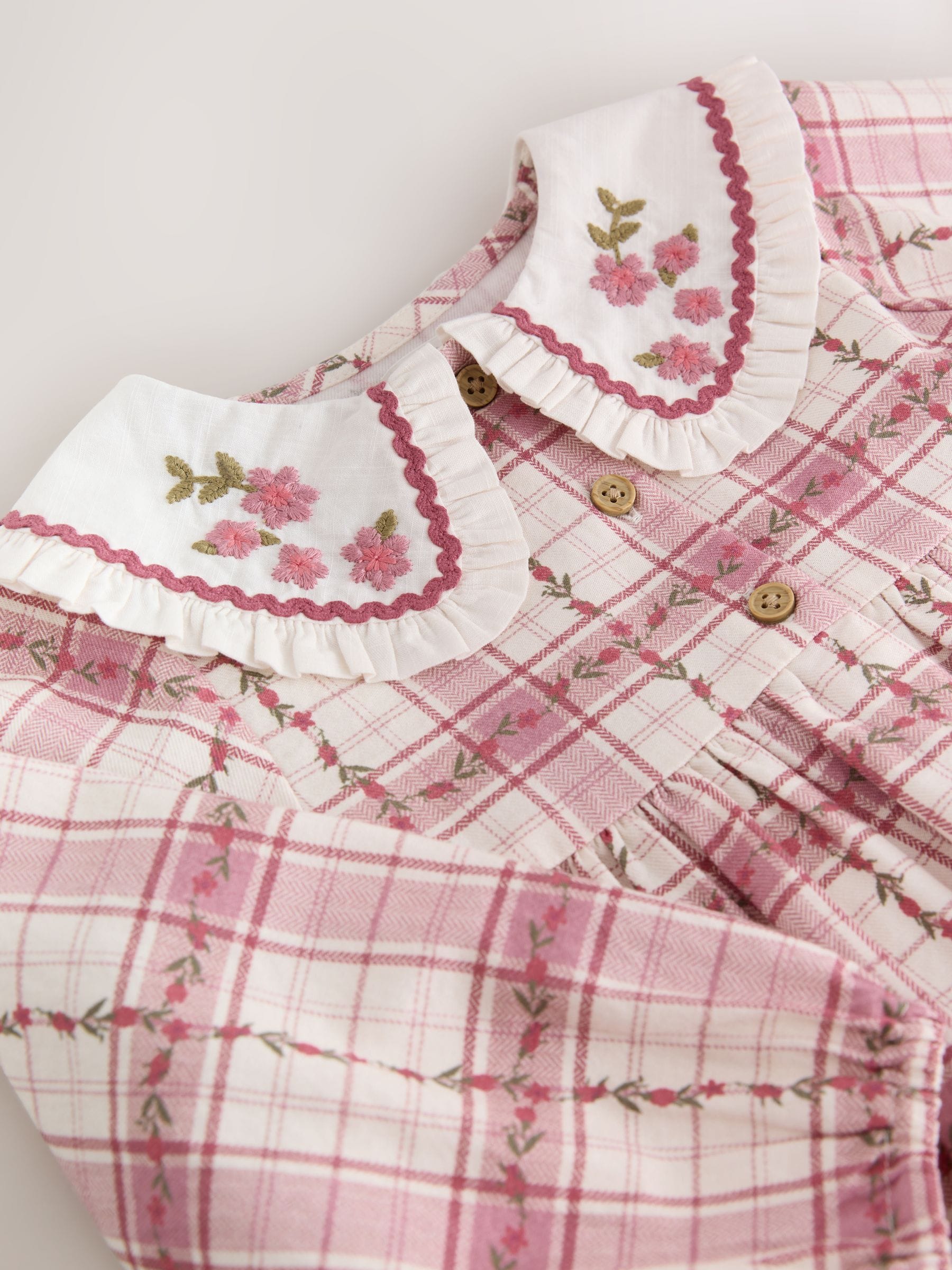 Dsiney Kidz - Pink Check Long Sleeve Collar Dress (3mths-8yrs) image 8