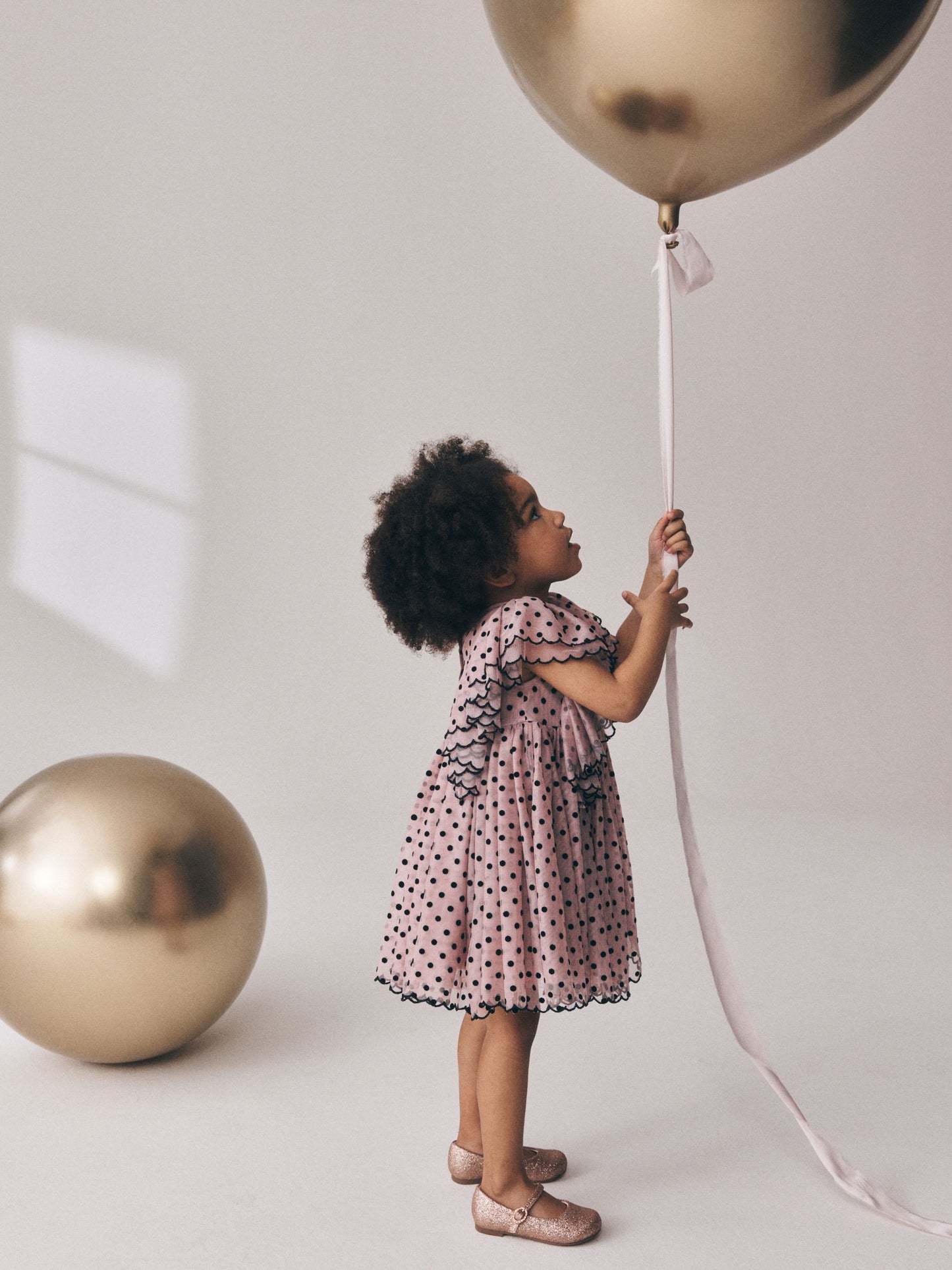 Dsiney Kidz - Pastel Pink Spot Frill Sleeve Occasion Dress (3mths-8yrs) image 3