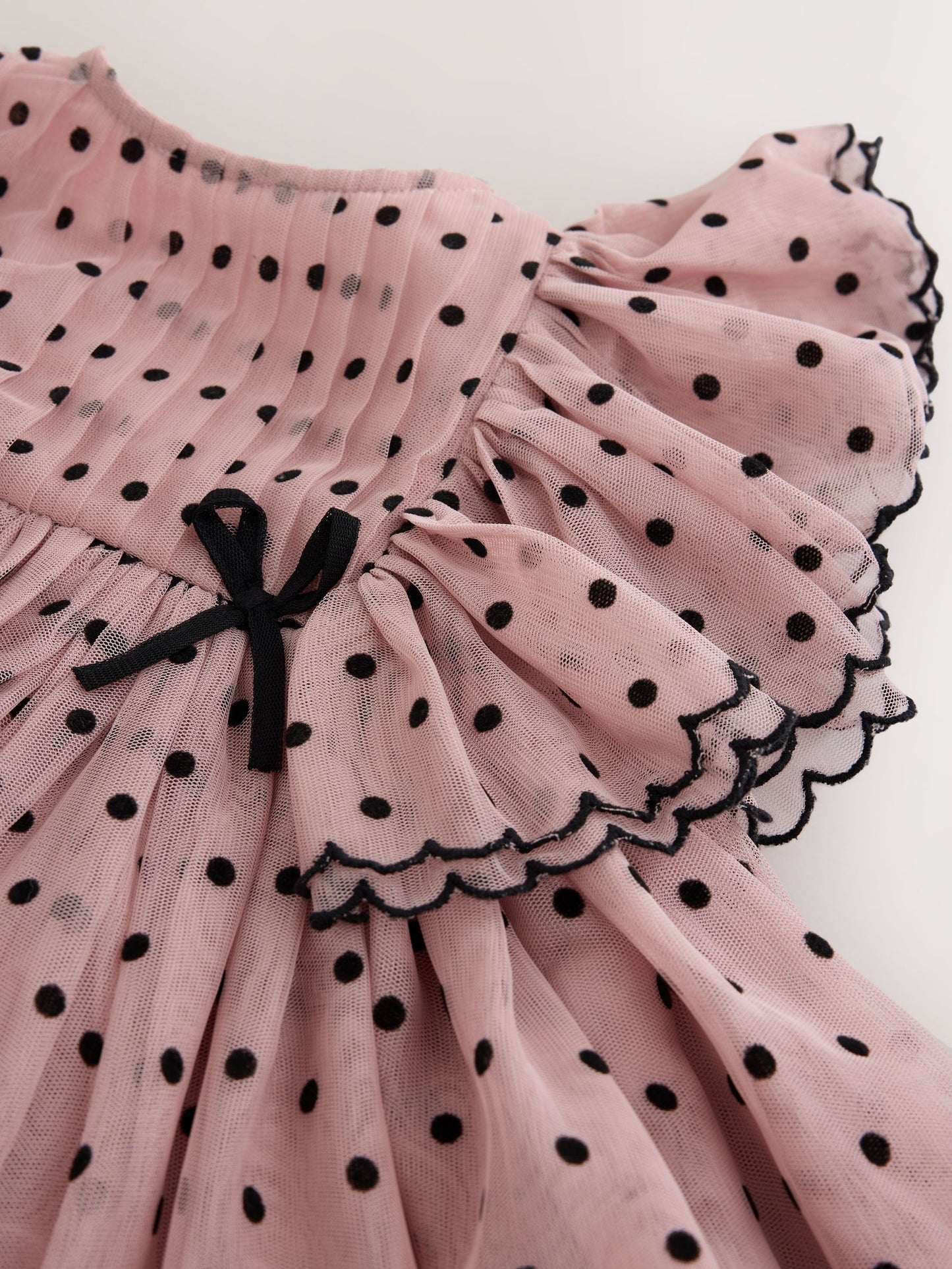 Dsiney Kidz - Pastel Pink Spot Frill Sleeve Occasion Dress (3mths-8yrs) image 7