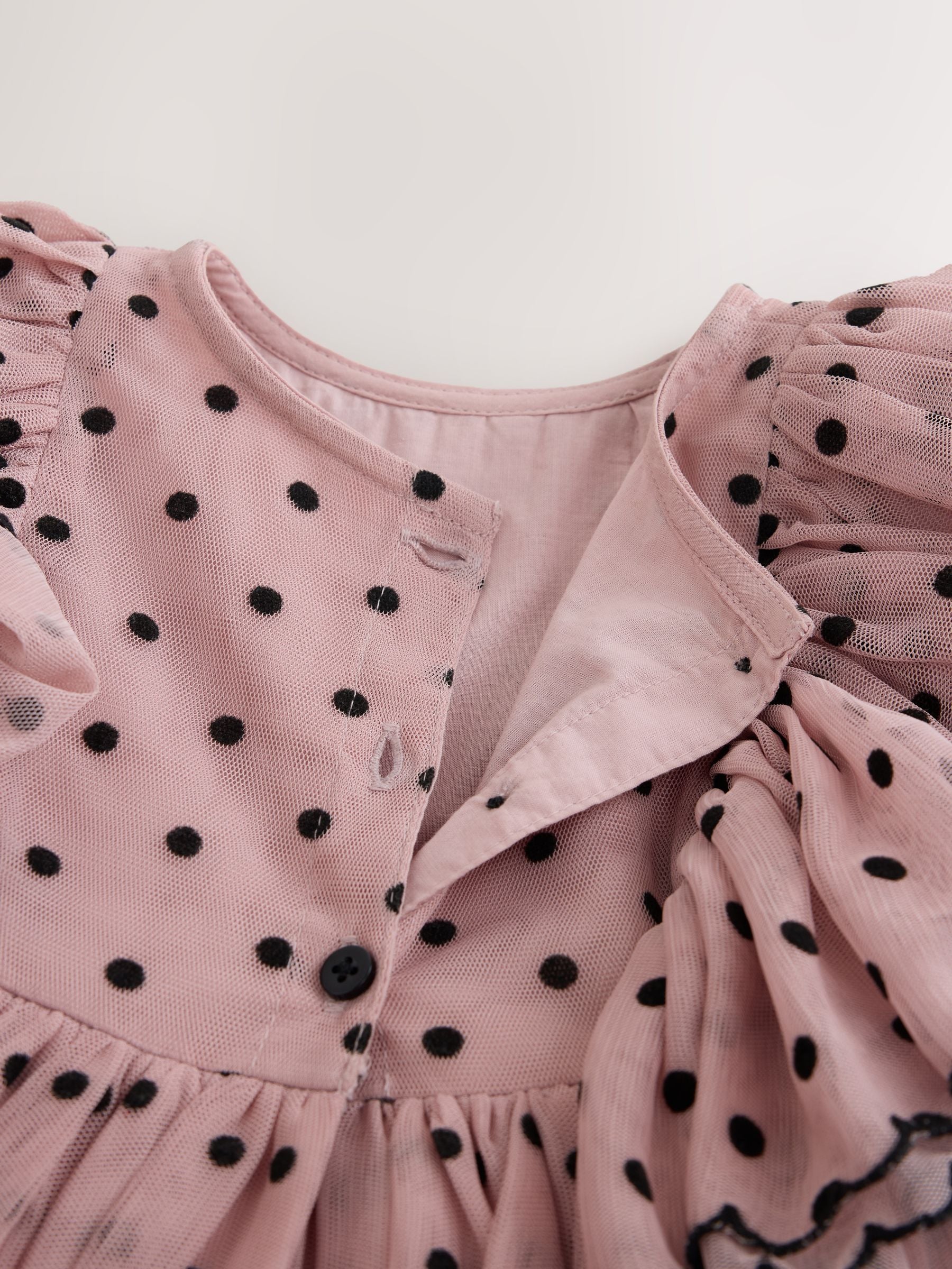 Dsiney Kidz - Pastel Pink Spot Frill Sleeve Occasion Dress (3mths-8yrs) image 8