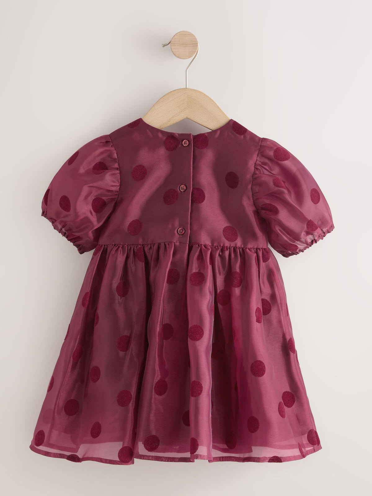 Burgundy Red Puff Sleeve Bow Detail Occasion Dress (3mths-8yrs) - image 4