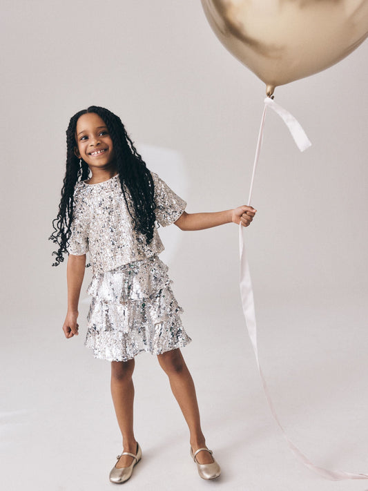Dsiney Kidz - Silver Sequin Top and Rara Skirt Set (3-16yrs) image 2
