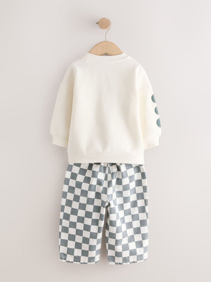 Dsiney Kidz - White and Green Long Sleeve Top and Trousers Set (3mths-7yrs) image 7