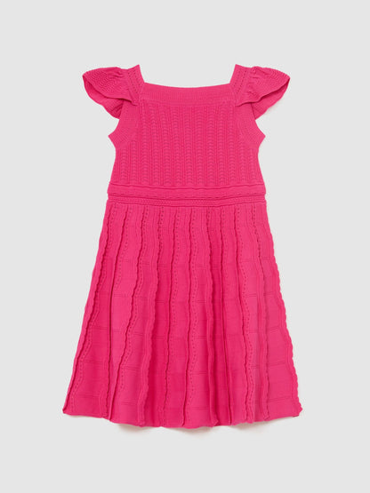 Reiss Pink Erin 3-9 yrs Textured-Knit Cap-Sleeve Dress image 1