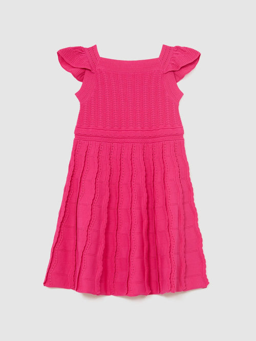 Reiss Pink Erin 3-9 yrs Textured-Knit Cap-Sleeve Dress image 1