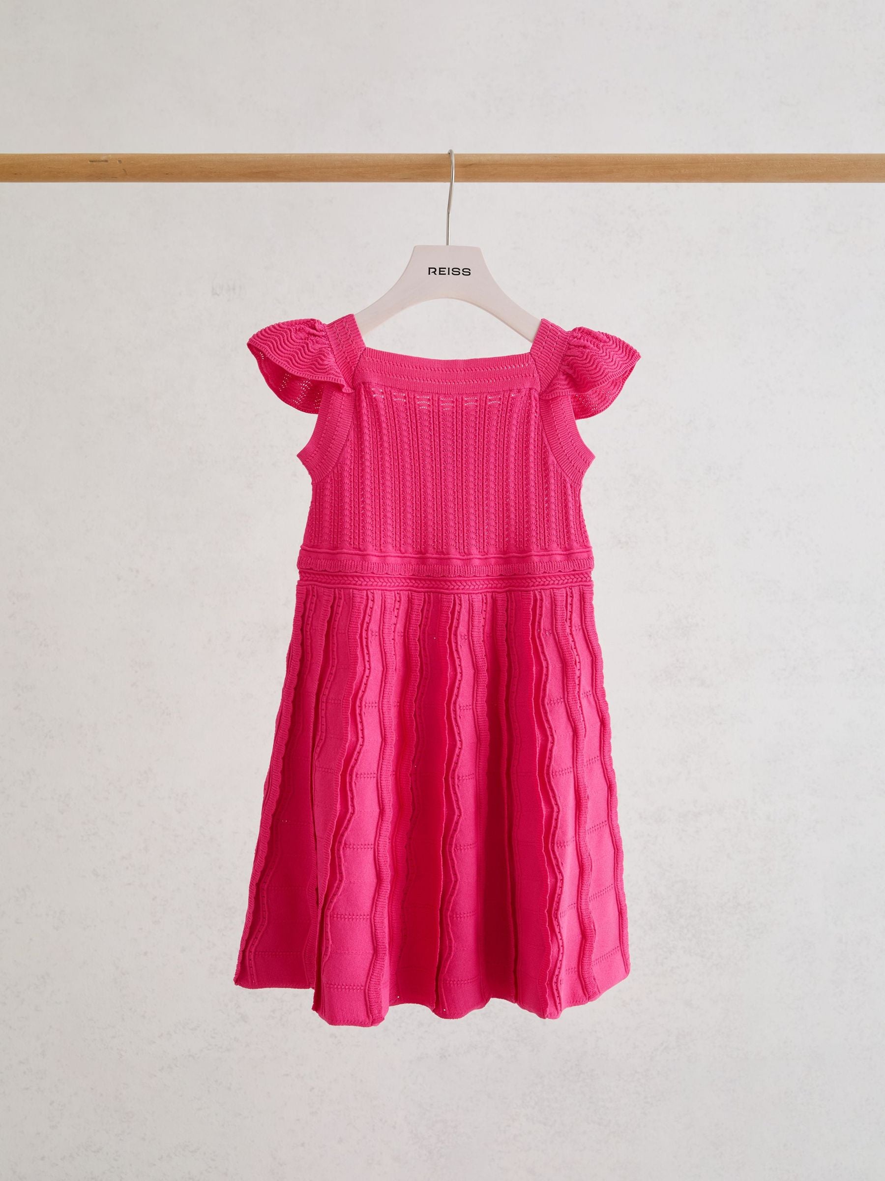Reiss Pink Erin 3-9 yrs Textured-Knit Cap-Sleeve Dress image 2