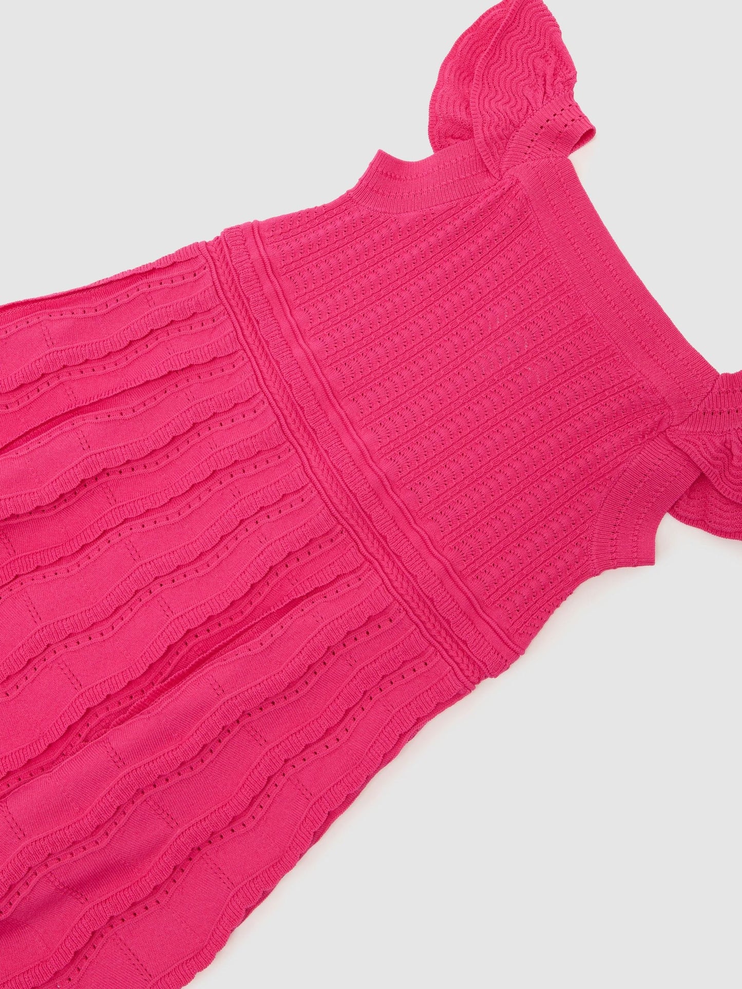 Reiss Pink Erin 3-9 yrs Textured-Knit Cap-Sleeve Dress image 3