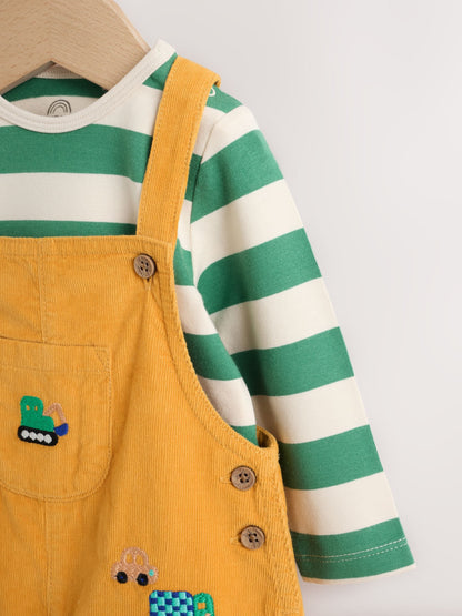 Yellow Transport Cord Dungarees and Bodysuit Baby Set (0mths-3yrs) image 4