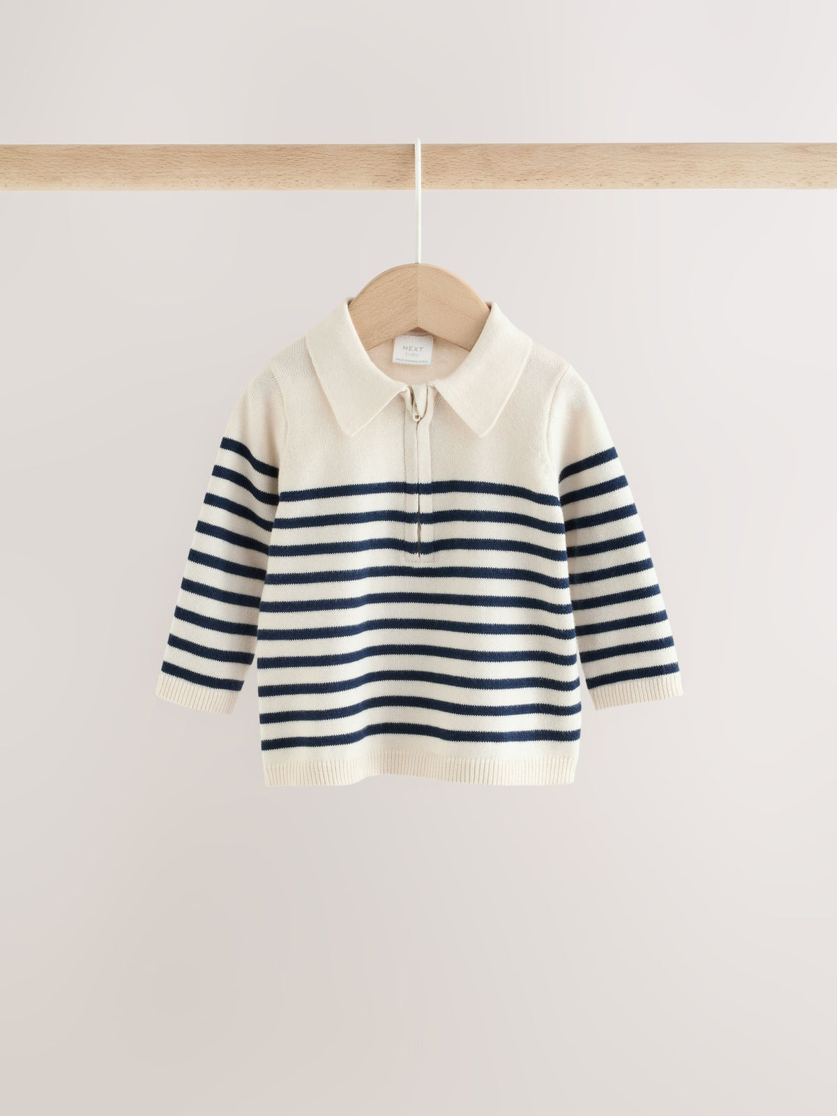 Blue/Cream Stripe Baby Collared Knitted Top and Trousers Set (0mths-2yrs) - image 2