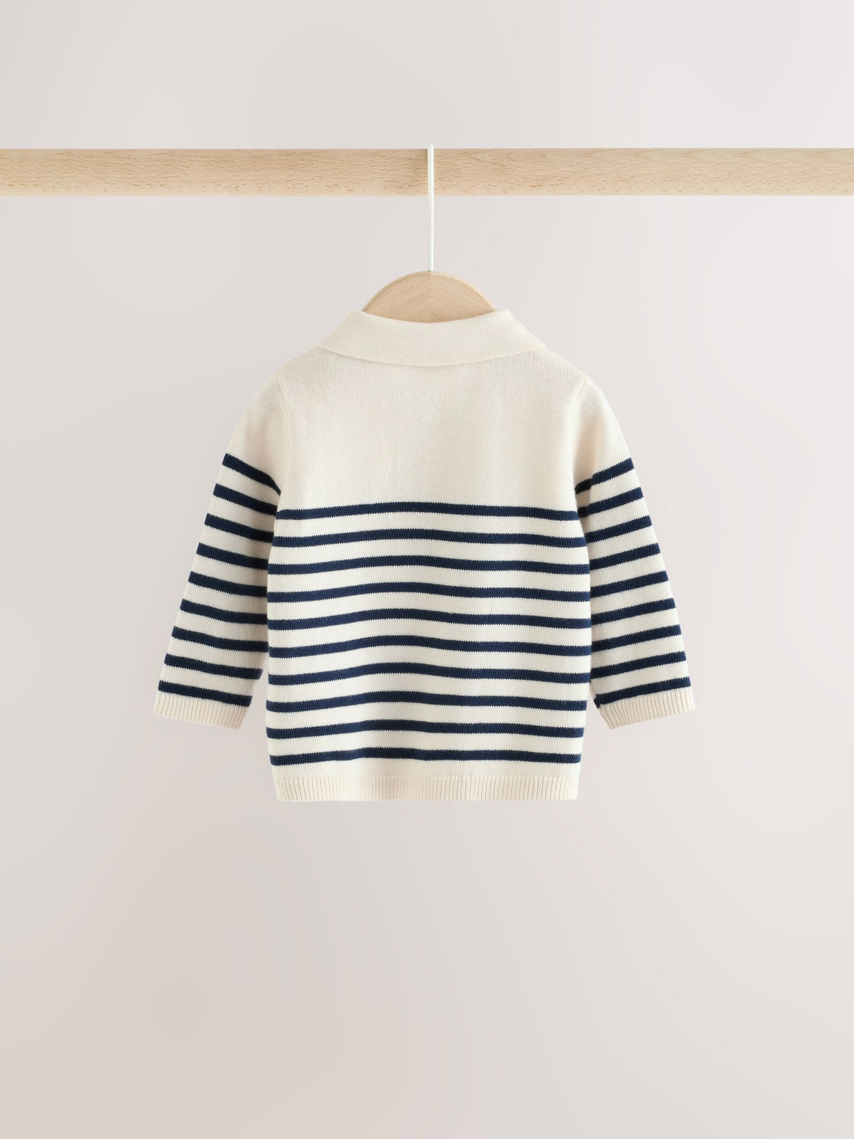Blue/Cream Stripe Baby Collared Knitted Top and Trousers Set (0mths-2yrs) - image 5
