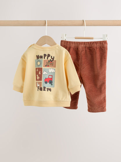 Dsiney Kidz - Yellow Farm Sweatshirt and Cord Trousers Baby Set 2 Piece (0mths-2yrs) image 1