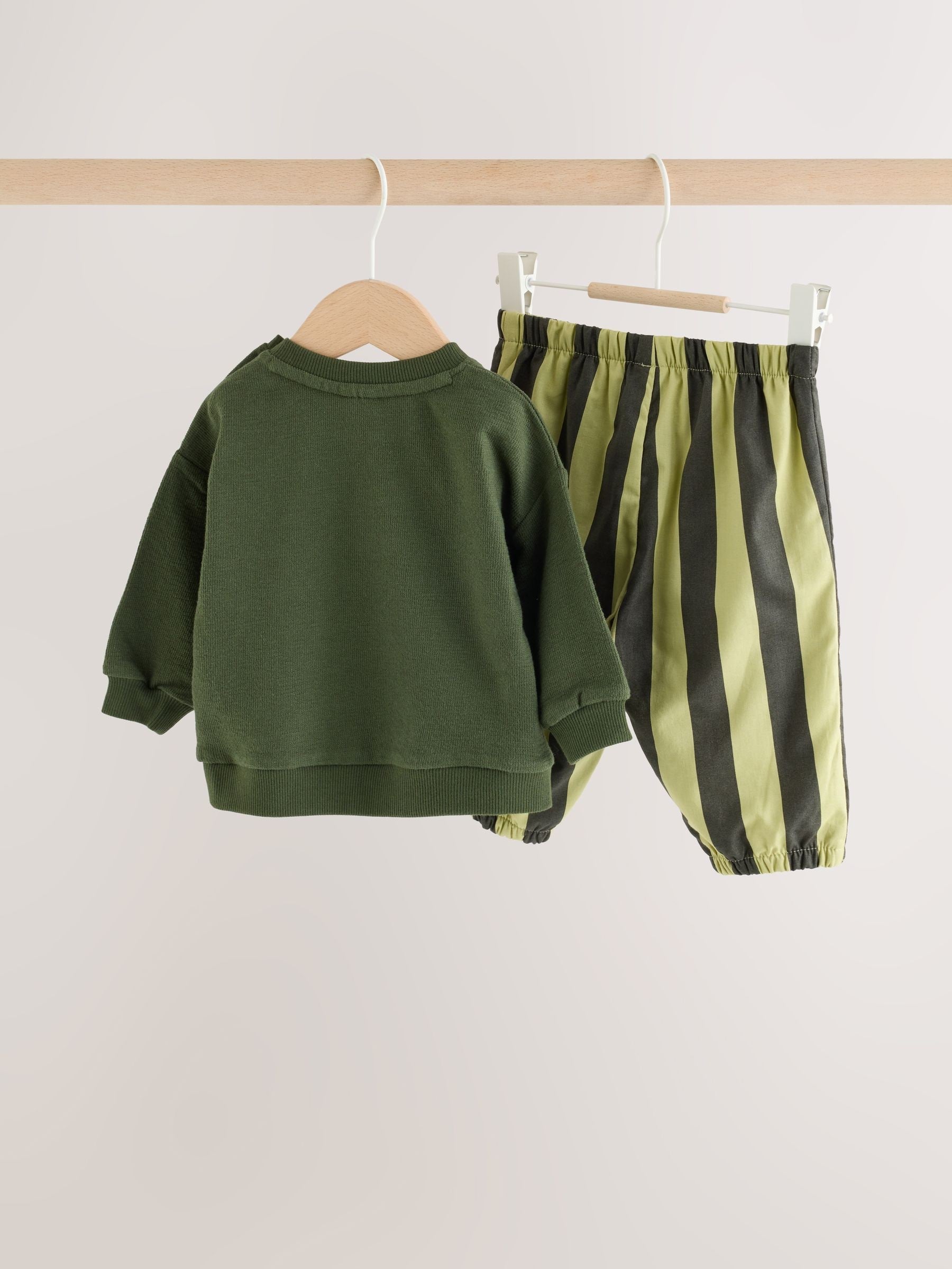 Dsiney Kidz - Green Stripe Sweat Top and Trousers Baby Set (0mths-2yrs) image 5