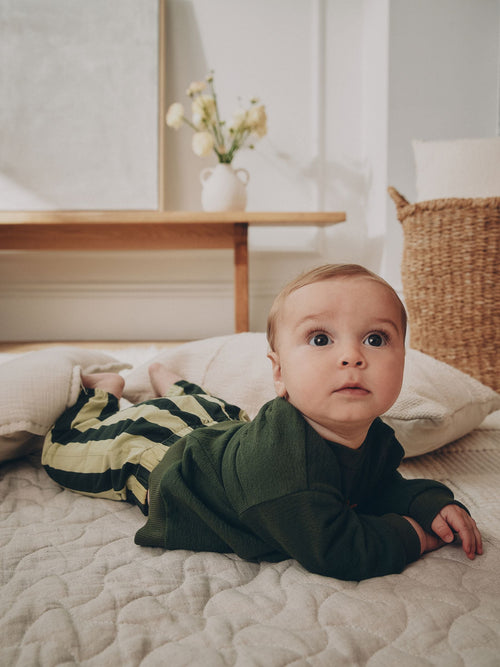 Green Stripe Baby Set Sweat Top and Trousers (0mths-2yrs) image 1