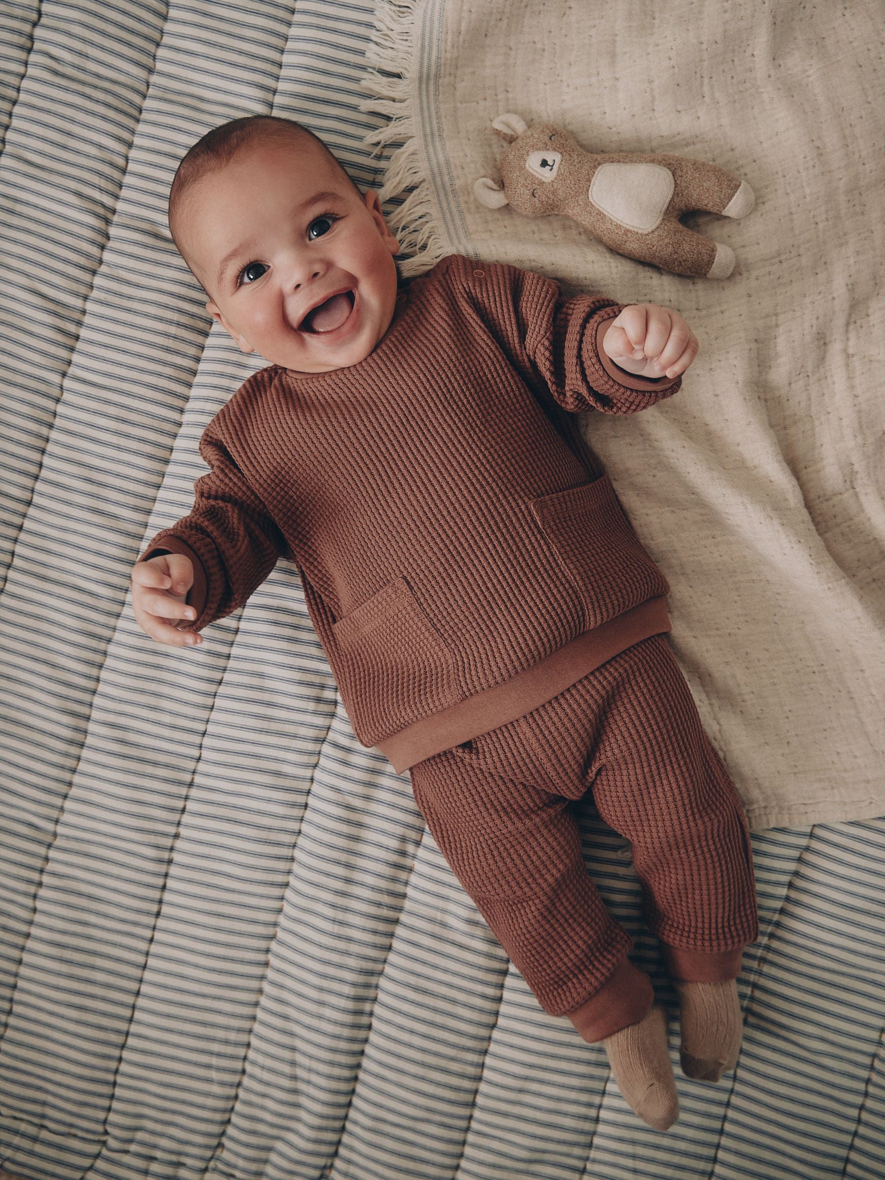 Brown Textured Top and Legging Baby Set (0mths-2yrs) image 1