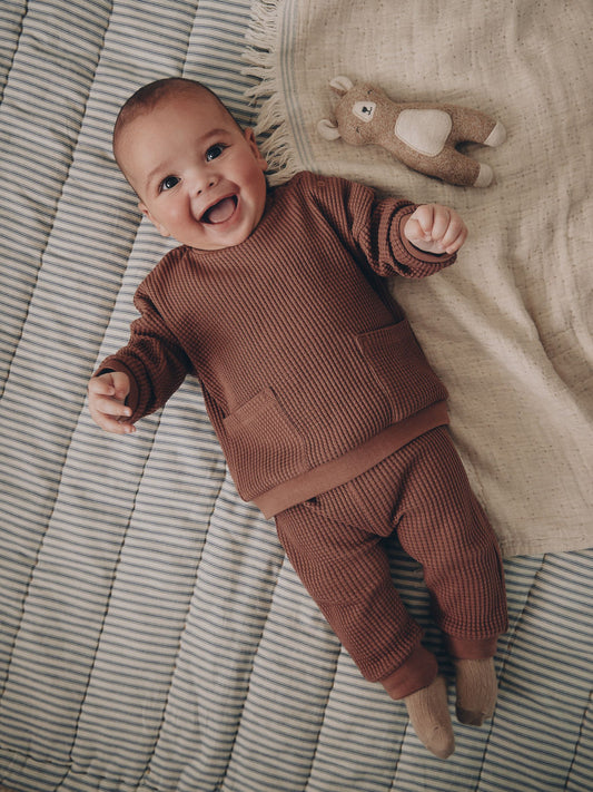 Brown Textured Top and Legging Baby Set (0mths-2yrs) image 1
