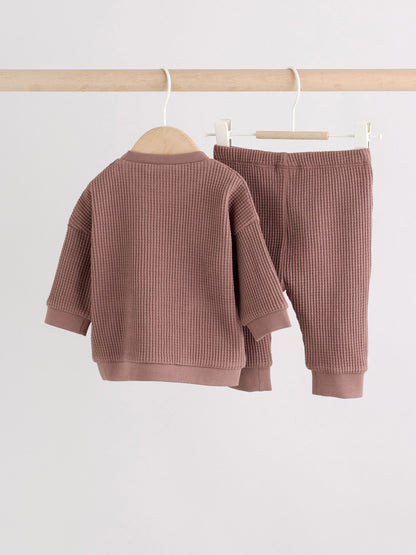 Brown Textured Top and Legging Baby Set (0mths-2yrs) image 6