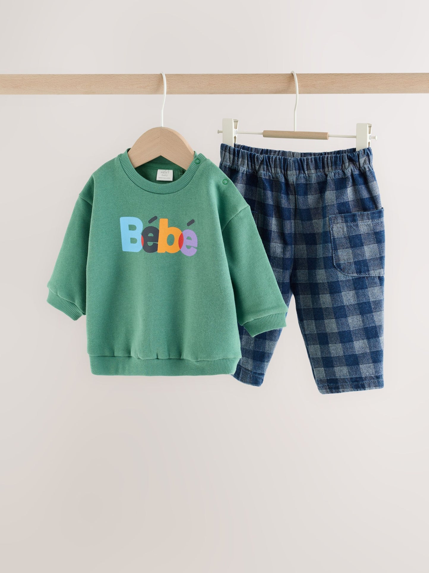 Dsiney Kidz - Green Slogan Baby Set Sweat Top and Trousers (0mths-2yrs) image 1