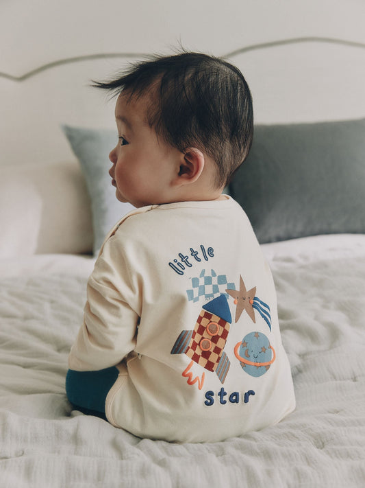 Neutral/Blue Space Top and Leggings Baby Set (0mths-2yrs) image 1