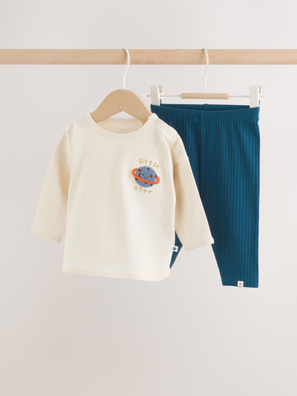 Neutral/Blue Space Top and Leggings Baby Set (0mths-2yrs) image 5
