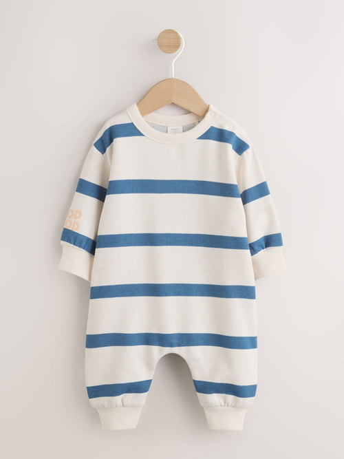 Blue/Ecru Stripe Sweat Baby Romper (0mths-3yrs) image 1