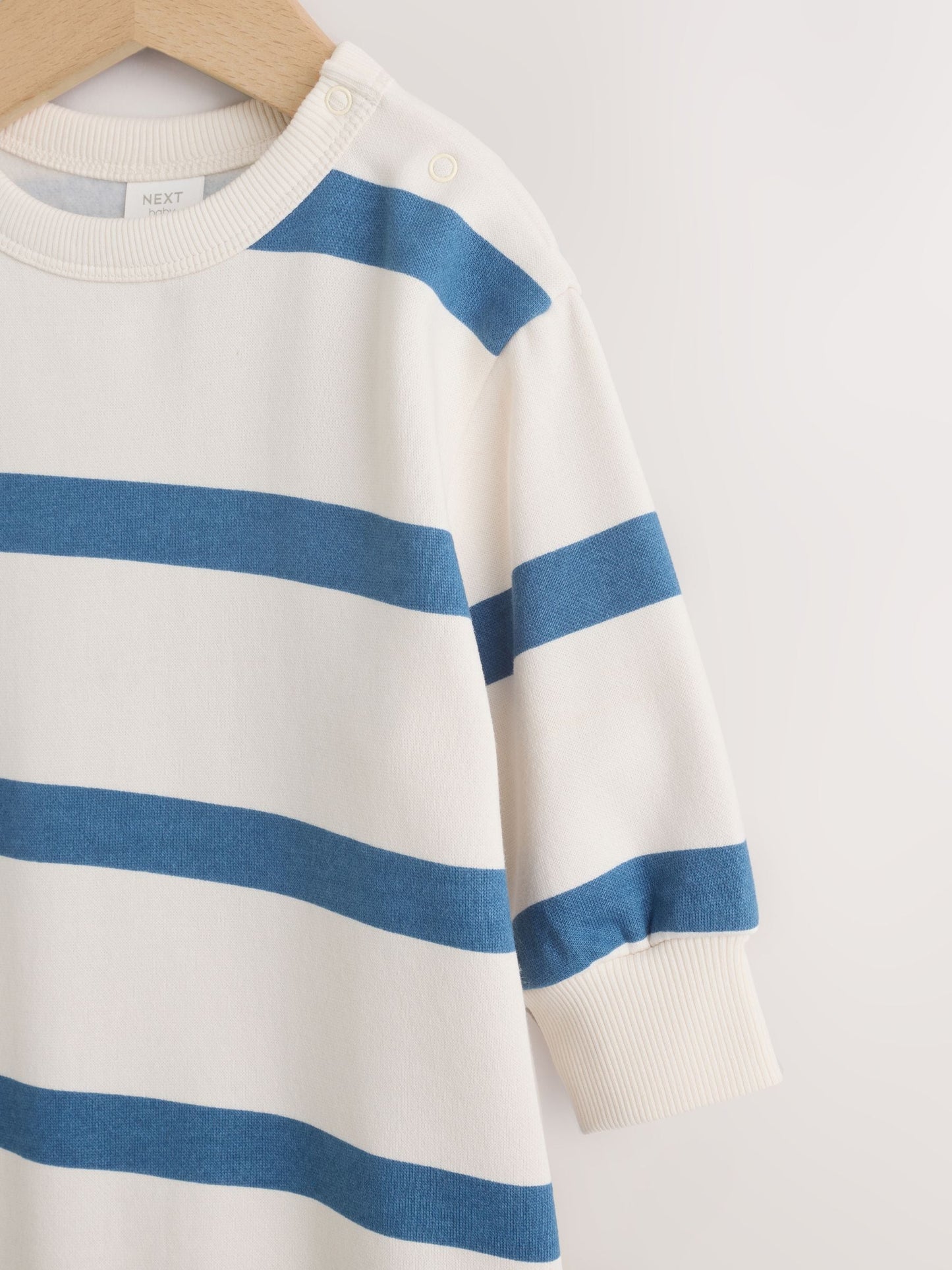 Blue/Ecru Stripe Sweat Baby Romper (0mths-3yrs) image 3